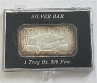 Graduation 1991 Silver Bar 1 Troy Oz. 999 Fine