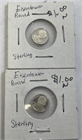 (2) Eisenhower Sterling Rounds of Dwight & Mamie