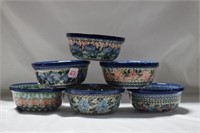 6 POLISH POTTERY BOWLS