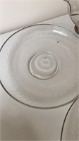 Glass serving platter and 10 dessert plates and 2