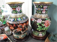 2 ORIENTAL POTS WITH STANDS  18"
