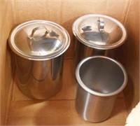 ASSORTMENT: STAINLESS STEEL CONTAINERS SOME WITH