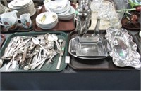 2 TRAYS PLATED ITEMS AND FLATWARE