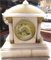 10" WHITE MARBLE FRENCH 8-DAY CLOCK