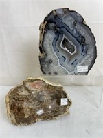 Geode Rock 9"h x 8.25"w & Marble Slab Tray
