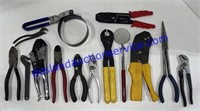 Flat of Wire Strippers, Pliers, Etc..