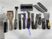 Variety of Scrapers, Excto Knives, Etc..