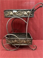 Metal garden tea cart with pressed fruit motif