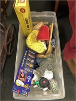 Box of assorted glassware, mugs, a Miter Box kit,