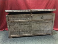 Metal covered primitive carpenters’ box with