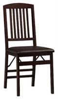 Linon Leather/Wood Folding Chair