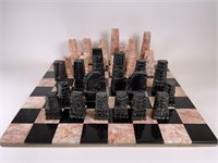 Pink & Black Quartz chess set