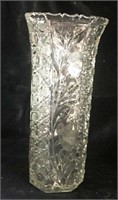 Etched Crystal Vase 10"T