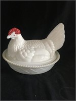 Hen on a Nest Milkglass