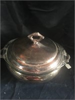 Sheffield Silver Plated Serving Dish W/Pyrex Bowl