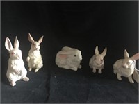 Set of 5 Porcelain Bunnies