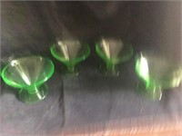 Set of 4 Vintage Green Vaseline Sherbert Dishes