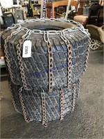 PAIR OF TIRES W/ CHAINS 20 X 10.00-8NHS,TUBES GOOD