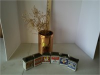 wine holder and minature tins