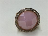 Ring Size 8 925 Silver (gold Toned) Pink Coloured