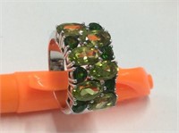 Ring Size 8 925 Silver With Peridot Coloured Cut