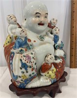 Japanese ceramic Buddha on stand - leg needs
