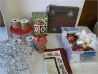 large lot of Christmas decror  and ribbons