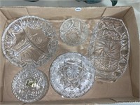 Tray Lot Of Assorted Various Crystal Pieces