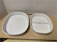 2 White Corning Ware Dishes