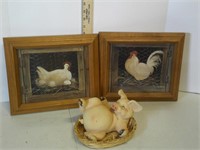 chicken pictures and ceramic pig