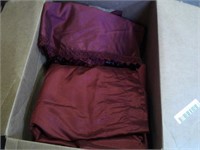 box of set of burgendy curtains.. 84 inches long
