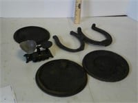 misc cast iron, including a small scale