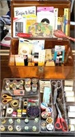 '70's Sewing Box: full of thread, sock darner,