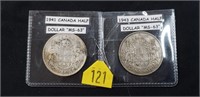 1941 & 1943 Canada Half Dollars