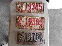 Vintage NE Co. 2 License Plates - 1942 Set & 1948