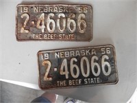 Vintage NE Co. 2 License Plates - 1956
