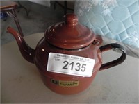Poland Enamel Teapot, Brown/Black Trim