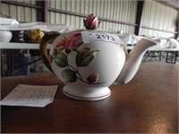 Lefton Hand-Painted Teapot, Rose Pattern