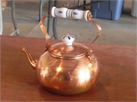 Brass Teapot w/ Porcelain Handles