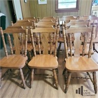 Set of Ten Oak Dining Chairs