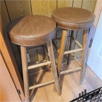 Pair of Padded Seat Bar Stools