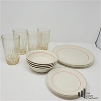 Setting for Four of Vintage Red Ring Corelle