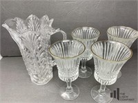 Four Stemmed Glasses with Pitcher