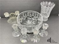 Crystal Bowl ,Candleholders and Vase