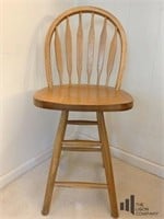 Wooden Swivel Bar Stool with Back