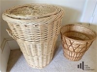 Wicker Cloths Hamper and Waste Basket