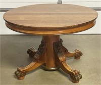 Lions Head Carved 46" Round Oak Table