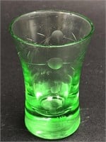 Etched Green Glass Shot Glass