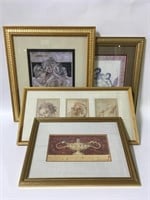 4 Gold Framed Decorative Prints