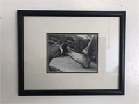 Goat and Foot Framed Black-And-White Photo Print